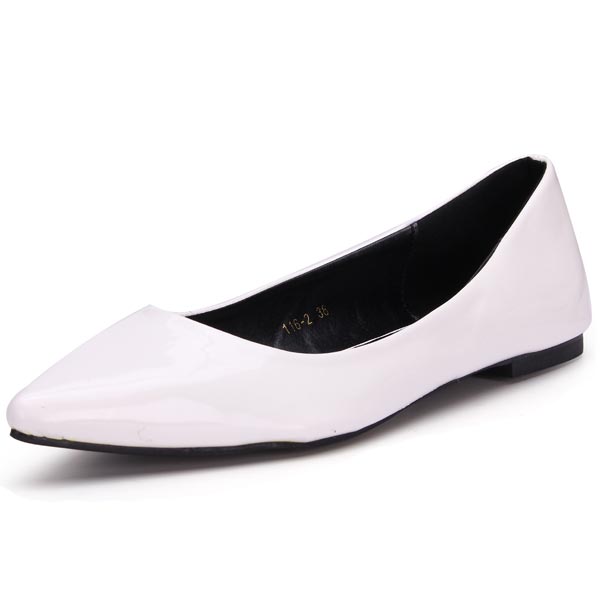 

Glossy Pure Color Pointed Toe Flat Casual Shoes